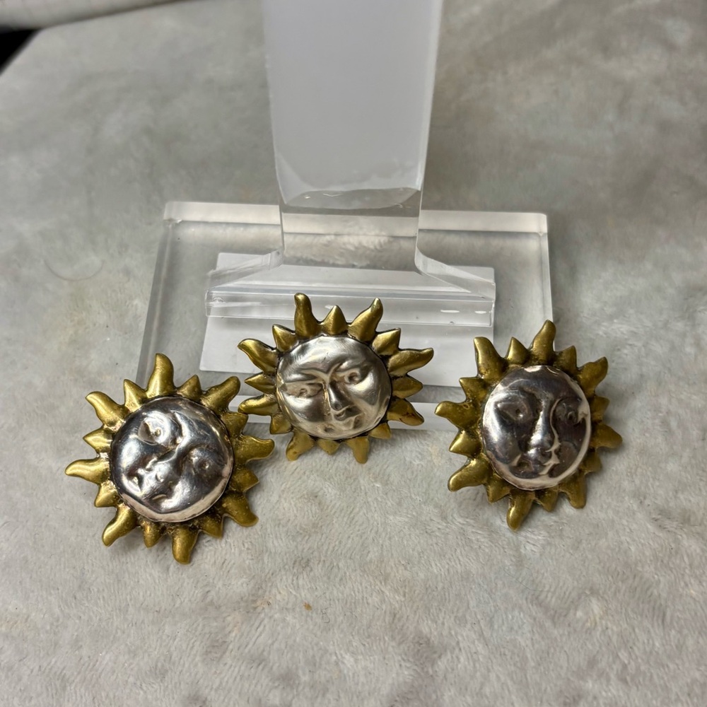 Gold and Silver Sunburst Earrings